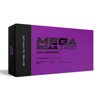 Mega BCAA 1400 envase de 120 cápsulas complemento alimenticio de bcaa ramificados hecho por Scitec Nutrition