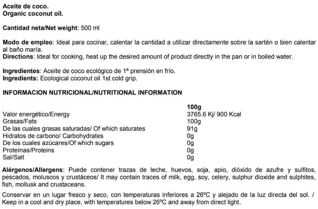 Información nutricional