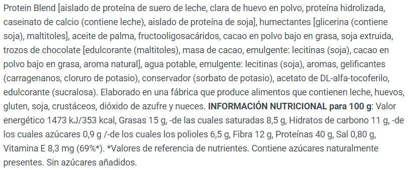 Información nutricional