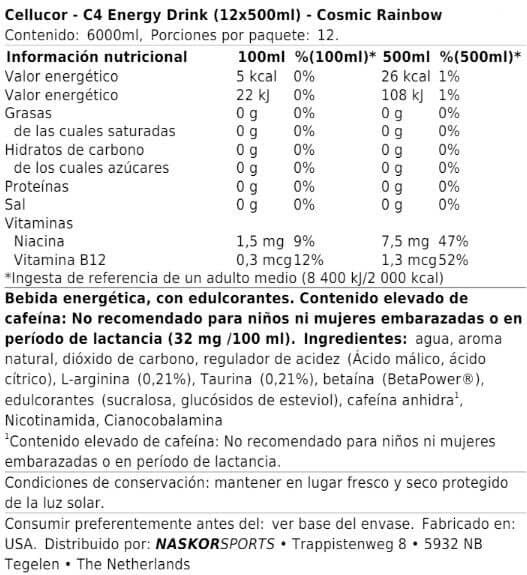 Información nutricional