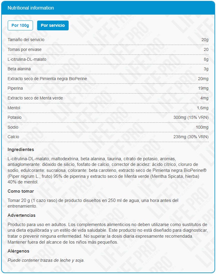 Información nutricional
