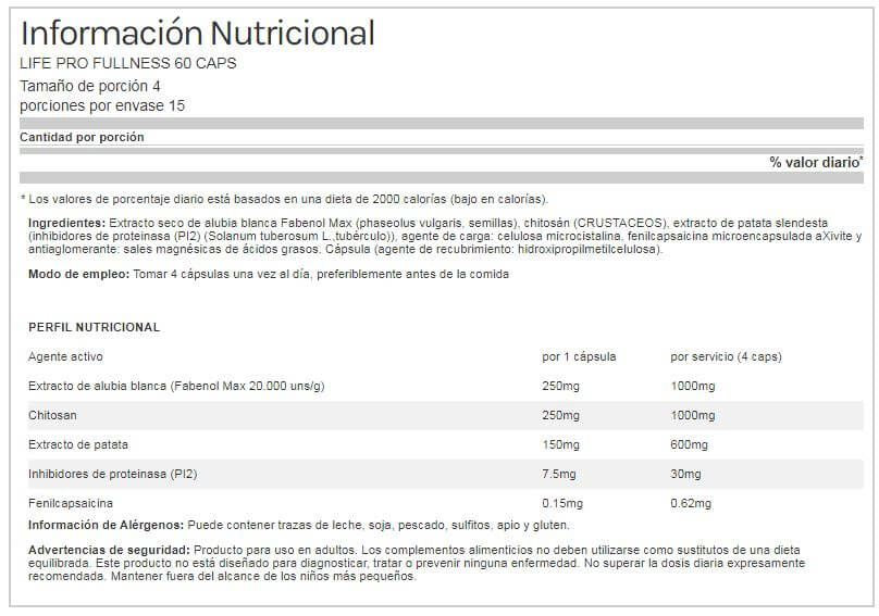 Información nutricional
