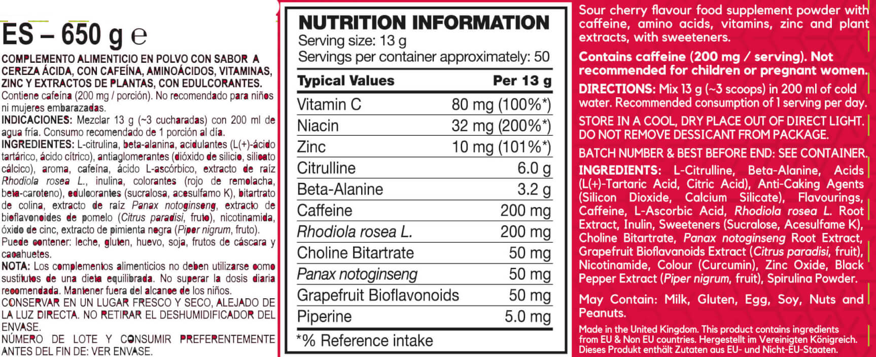 Información nutricional