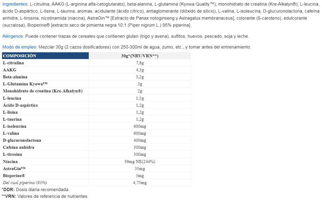 Información nutricional