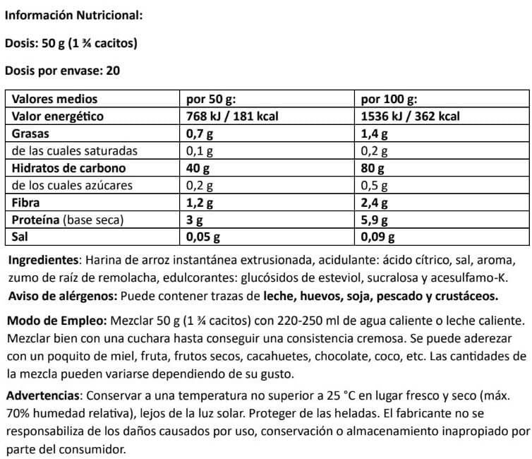 Información nutricional